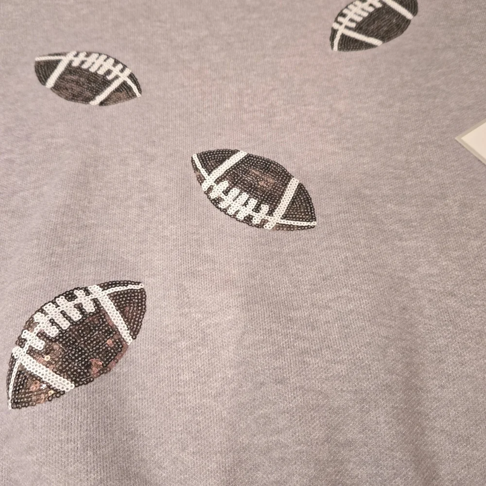 Calligraphie Women Sweater Gray Football Size M sequin superbowl NWT - Picture 5 of 10